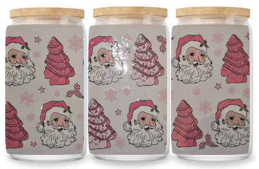 Pink Santa and tree cakes cup wrap decal