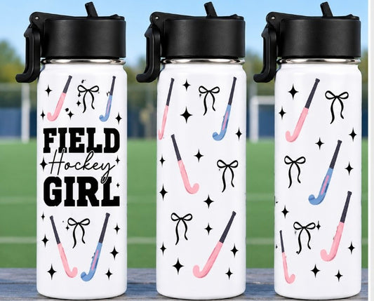 Pink & Blue Field Hockey Girl cup wrap decal