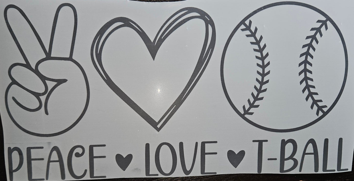 Peace Love T-ball shirt transfer