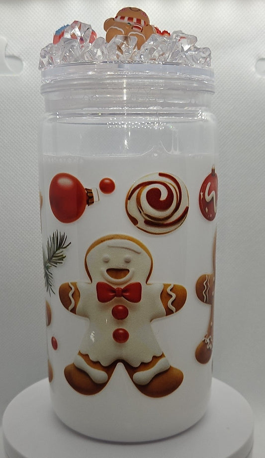 16 oz snowglobe tumblers with decorative lids!!