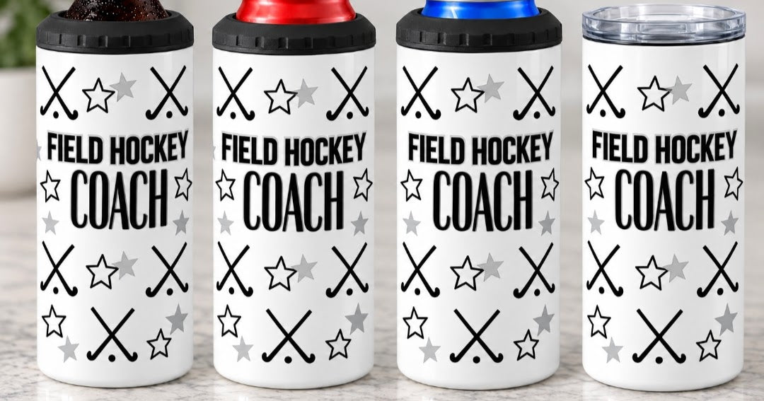 Field Hockey Coach w/ Hockey sticks and stars cup wrap