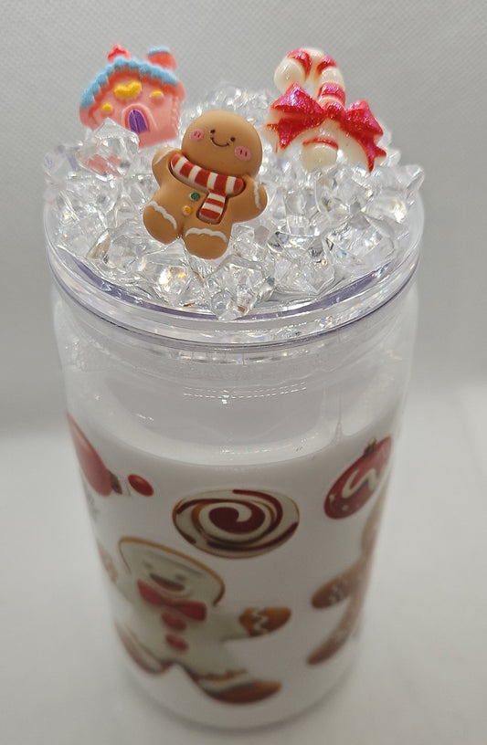 16 oz snowglobe tumblers with decorative lids!!