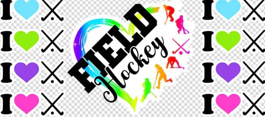Colorful Rainbow Field Hockey Cup wrap decal
