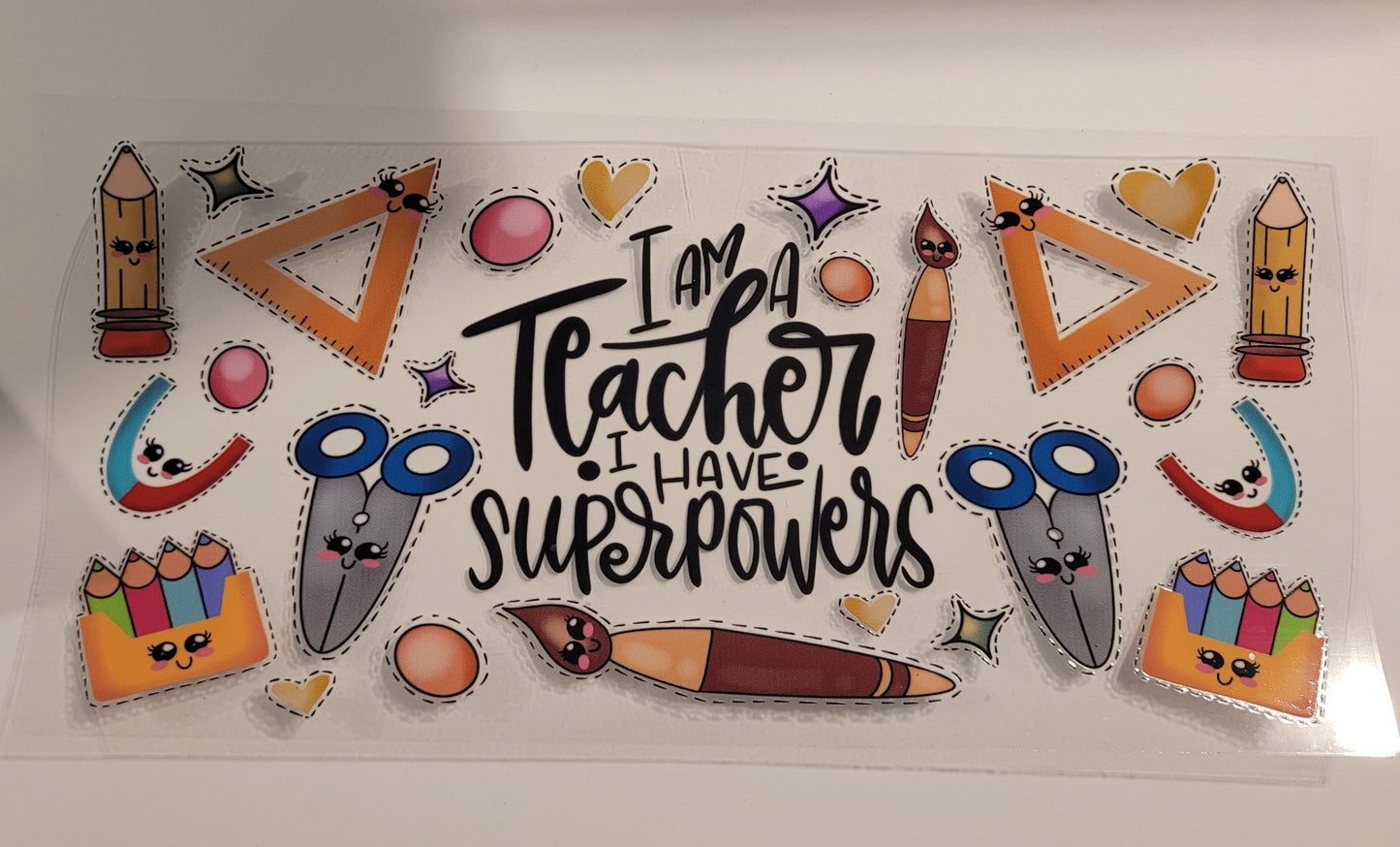 Teacher superpowers cup wrap decal