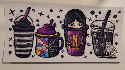 Halloween Wednesday cup wrap decal